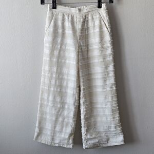 MNG Kids Girls 7-8 Off White Textured Fringe Wide Leg Cropped Pants Trousers